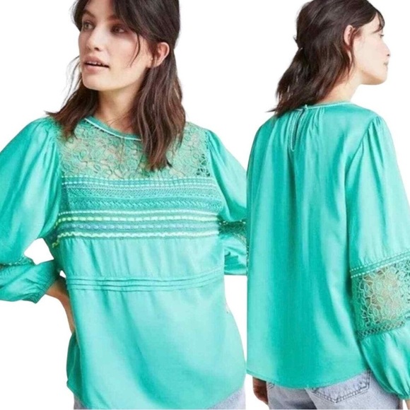 Anthropologie Bl^nk London Sunshine Peasant Lace Embroidery Vibrant Blouse Chic - Picture 15 of 15